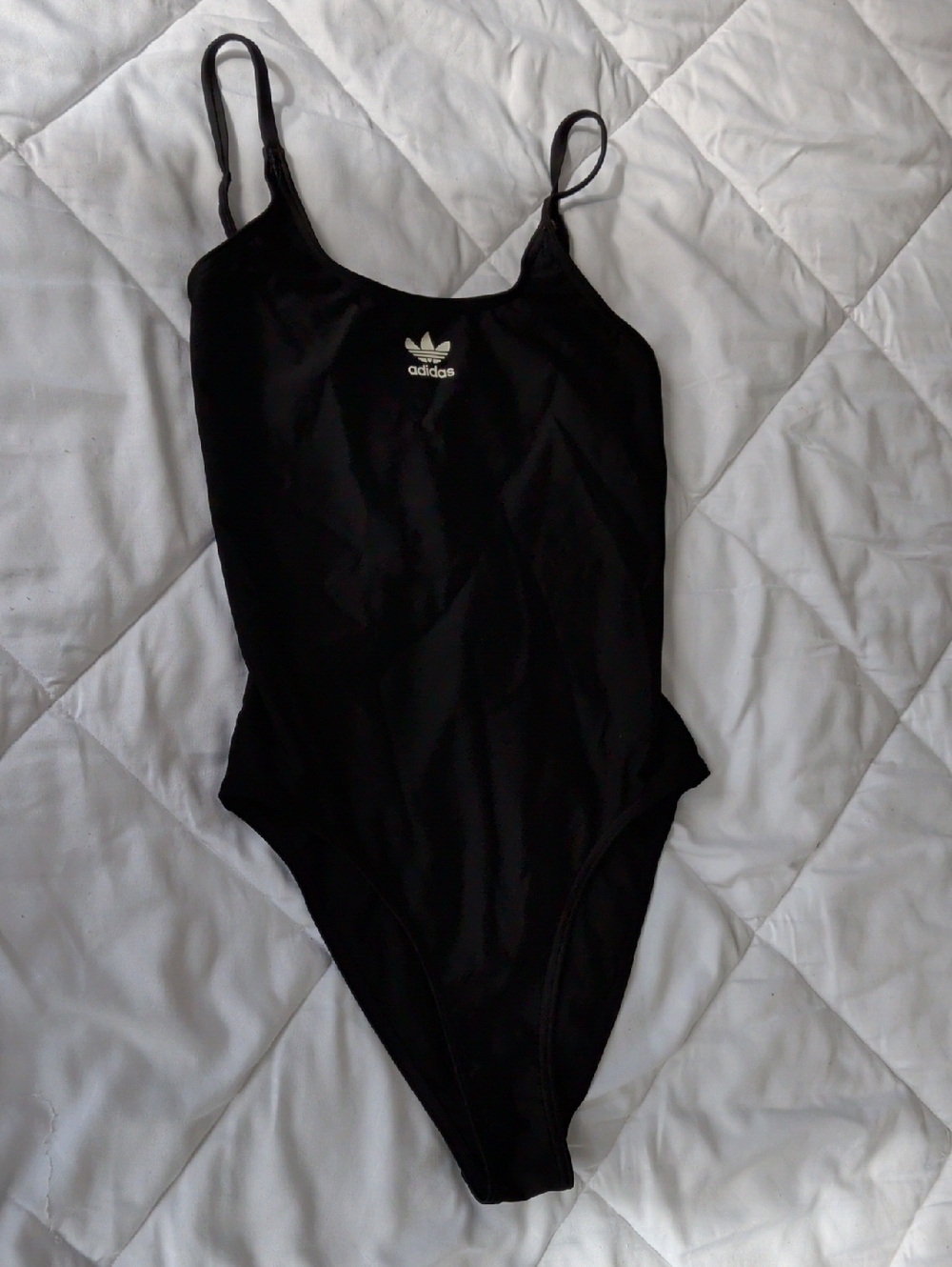 adidas Black Slim-Strap Trefoil One-Piece